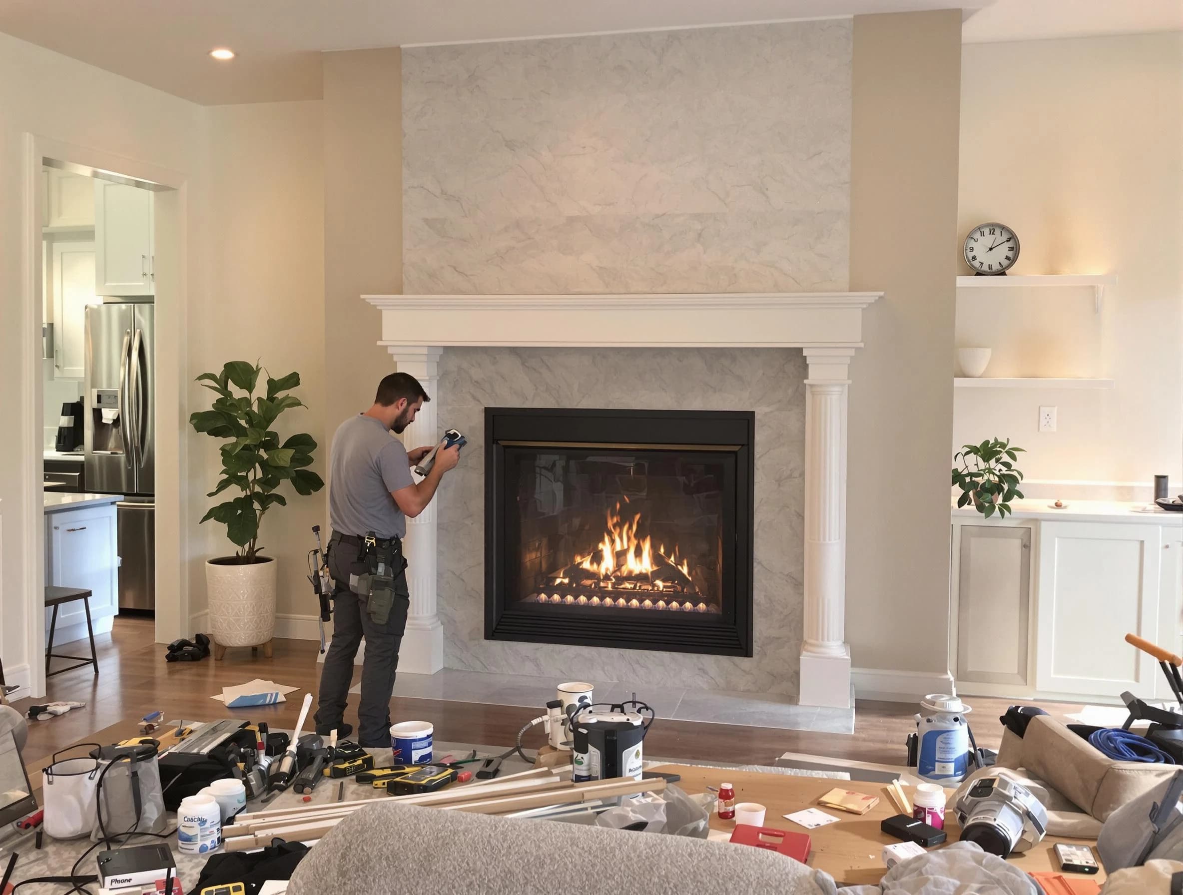 Newly installed fireplace by Monroe Chimney Sweep in Monroe, NJ