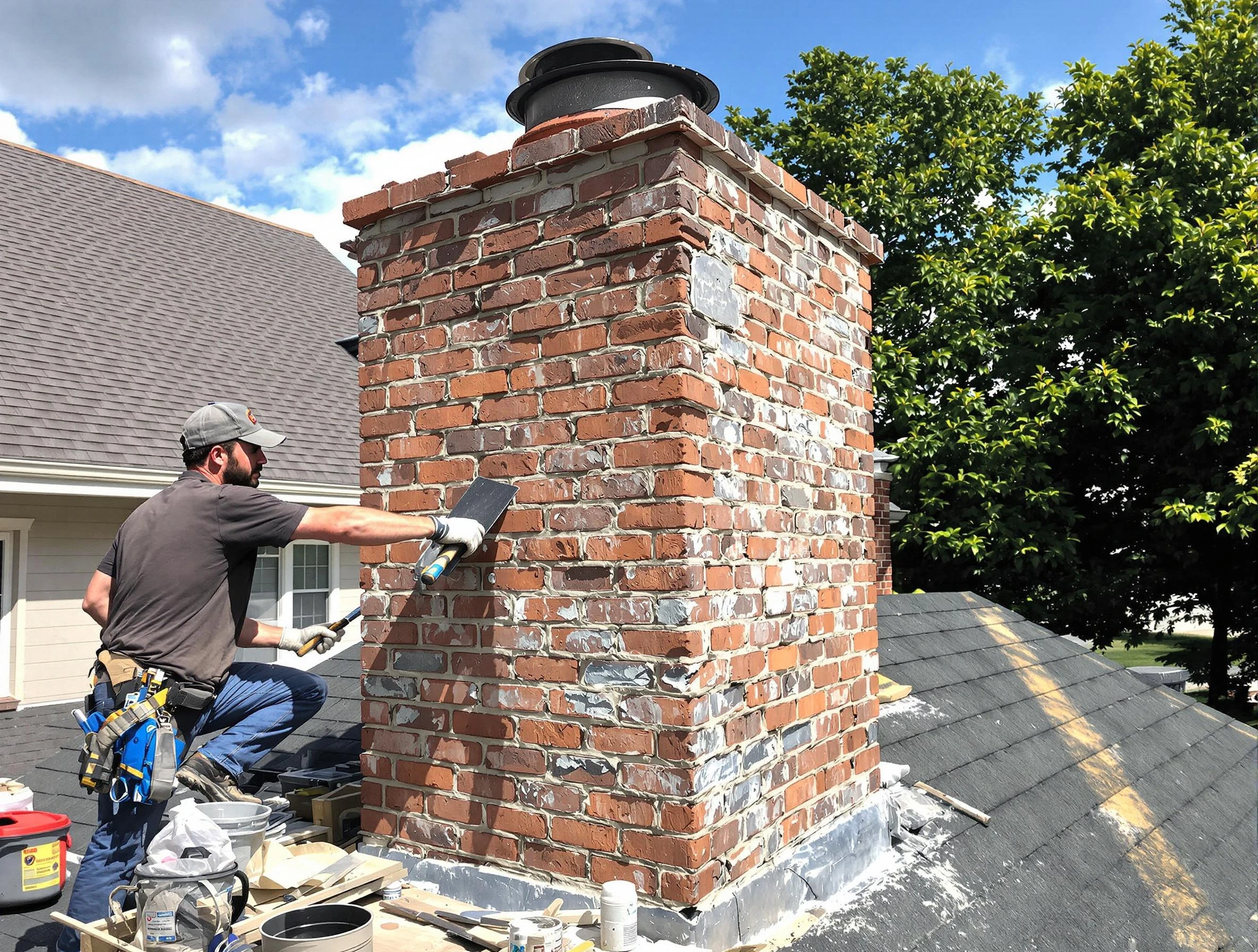 Completed chimney rebuild by Monroe Chimney Sweep in Monroe, NJ